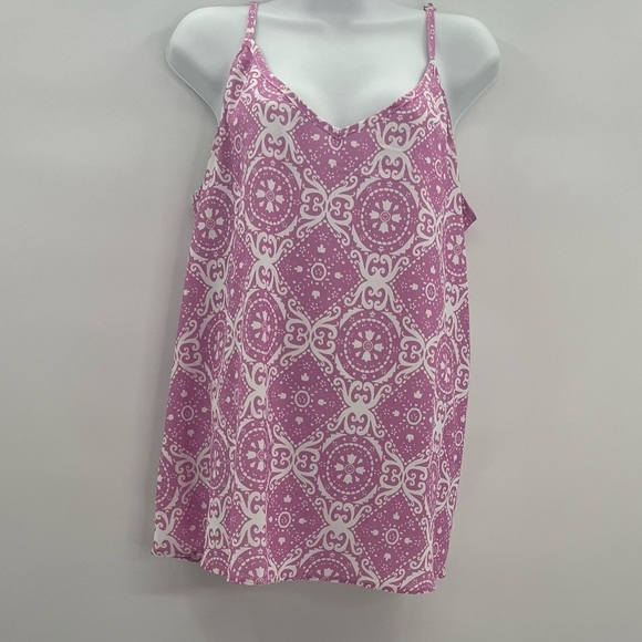 TECrew XL Pink Paisley Patterned Adjustable Spaghetti Strap Tank - Picture 2 of 3